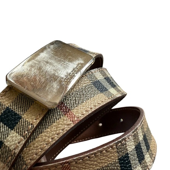 Burberry Vintage Check Leather Belt with Silver Buckle main image 8